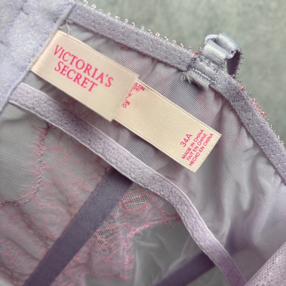 Victoria's Secret Lavender Pink Lace Corset Bustier Bra‎ Top 34A - Picture 7 of 9